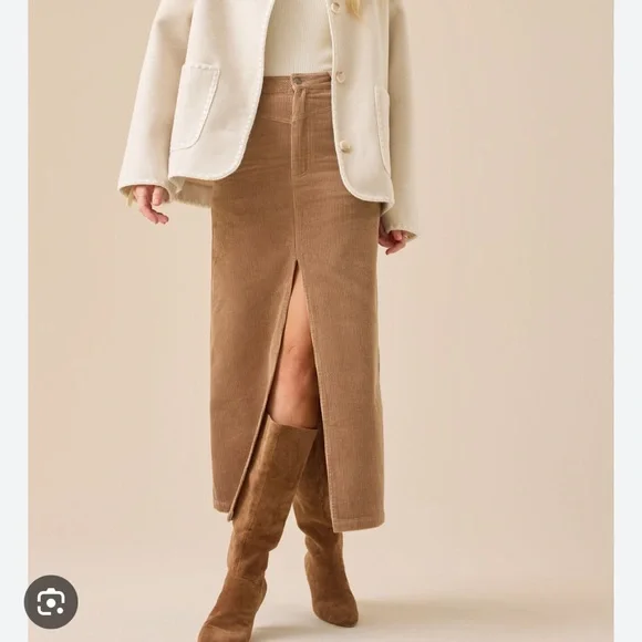 NWT Altar’d State Gabrielle corduroy midi slit skirt size L in taupe 100% cotton - Picture 3 of 13